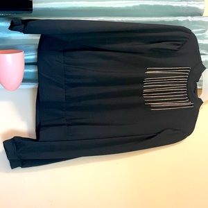 Black. Diamond necklace. Blouse